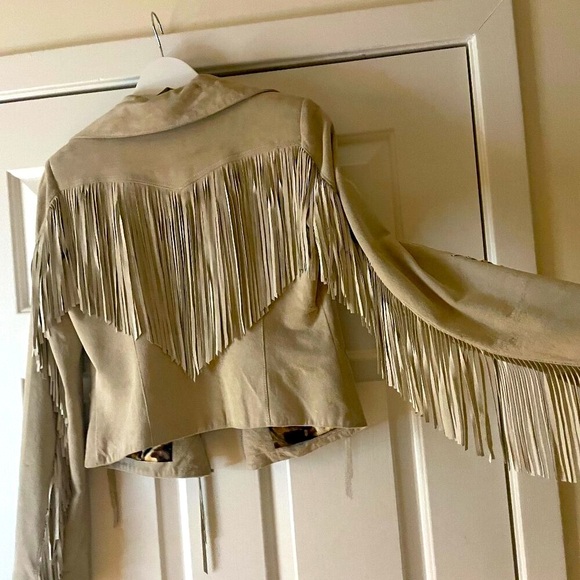 Sam Edelman leather fringe jacket Sz S - Picture 5 of 8